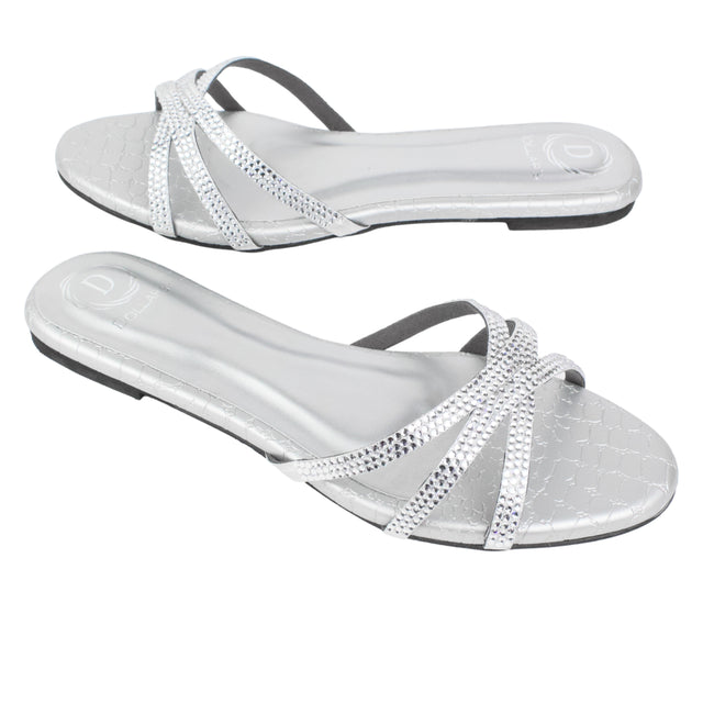 Silver Flat Cross Design Slides | S355F-S