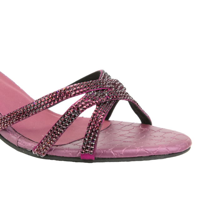 Purple Heel Cross Design Slip-On Sandals | S355H-PRP