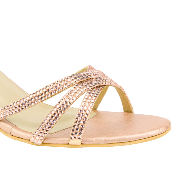 Rose Heel Cross Design Slip-On Sandals | S355H-R