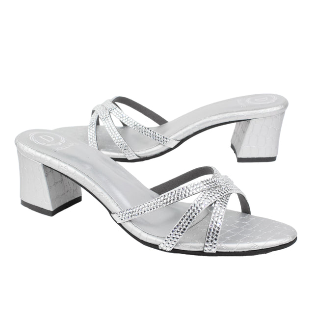 Silver Heel Cross Design Slip-On Sandals | S355H-S