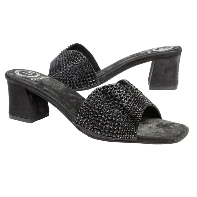 Noir 2in Heel Trending Slip On Sandals | S368H-B