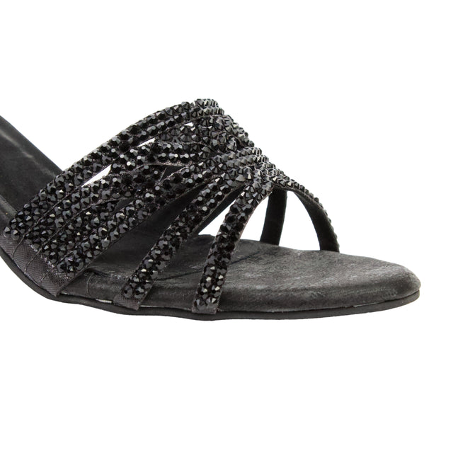 Noir 2in Heel Trending Slip On Sandals | S369H-B