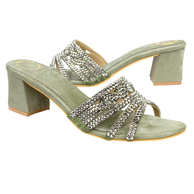 Jade 2in Heel Trending Mule Sandals | S369H-GRN