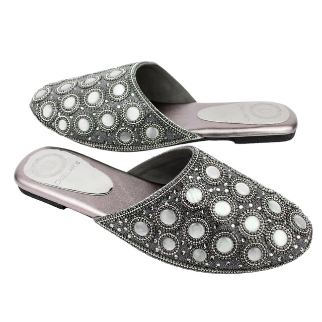 Grey Flat Button Style Slides | S371F-GR
