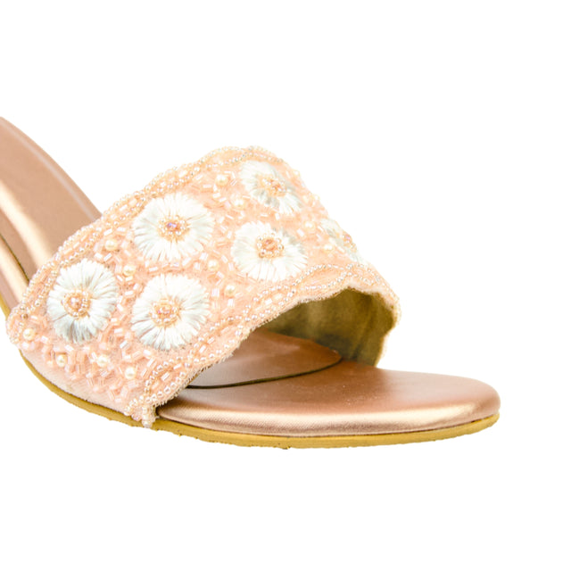 Rose 3in Stiletto Heel Floral Slides | S375H-R