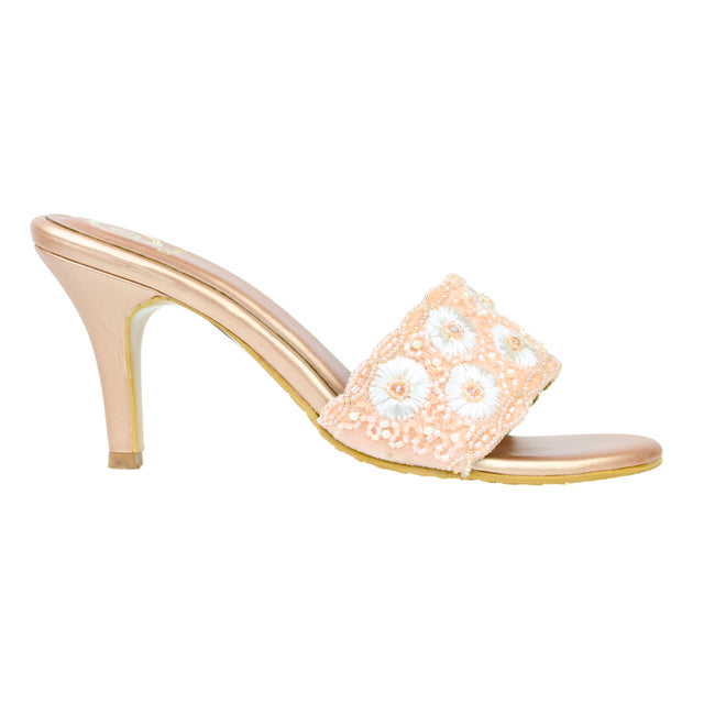 Rose 3in Stiletto Heel Floral Slides | S375H-R
