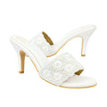 White 3in Stiletto Heel Floral Slides | S375H-W