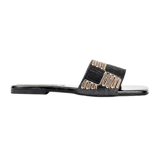 Black Flat Checkered Slides | S378F-B