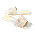 Cream Flat Checkered Slides | S378F-C