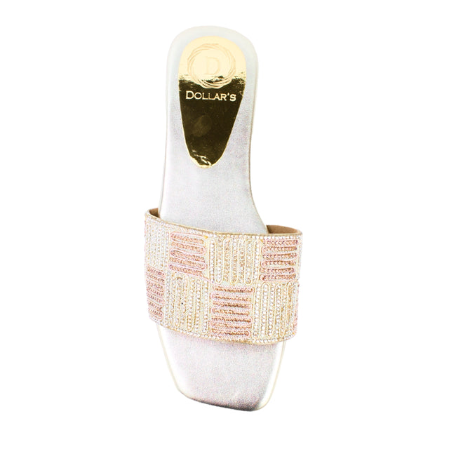 Cream Flat Checkered Slides | S378F-C