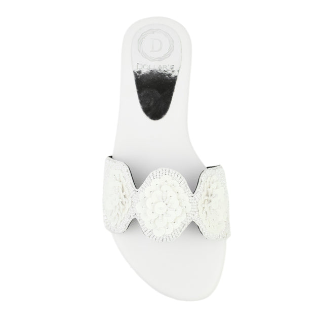 White Flat Sequin Slides | S380F-W