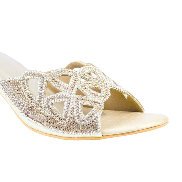 Gold 1.5in Kitten Heel Delicate Mule Sandals | S386H-G