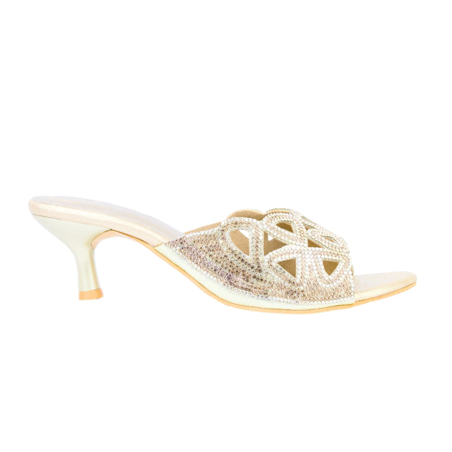 Gold 1.5in Kitten Heel Delicate Mule Sandals | S386H-G