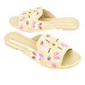 Gold Flat Handwork Slippers | S389F-G