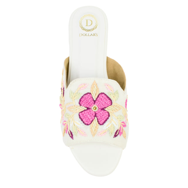 White Flat Handwork Slides | S389F-W