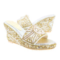 Cream 3in Platform Wedge Shining Slip On Sandals | S392W-C