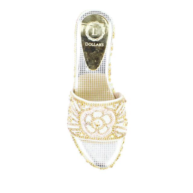 Cream 3in Platform Wedge Shining Slip On Sandals | S392W-C