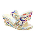 Cream Multicolour 3in Platform Wedge Shining Sandals | S392W-CM