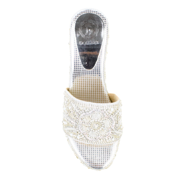 Silver 3in Platform Wedge Shining Slip On Sandals | S392W-S