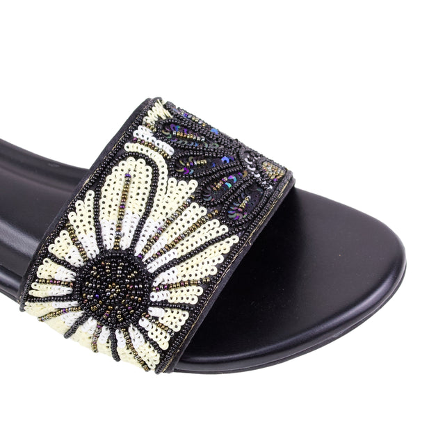 Black Flat Mosaic Slippers | S393F-B