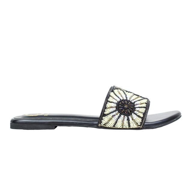 Black Flat Mosaic Slippers | S393F-B