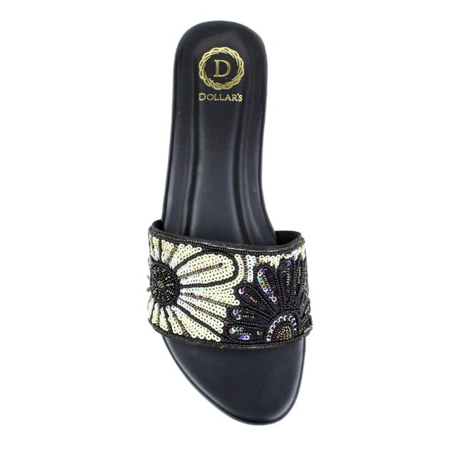 Black Flat Mosaic Slippers | S393F-B
