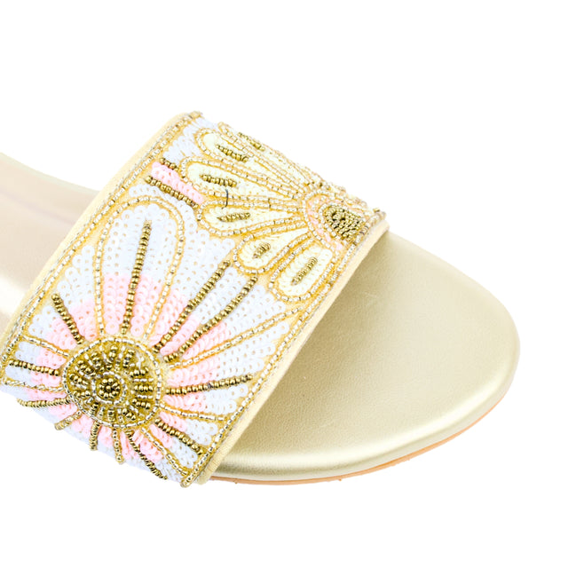 Gold Flat Artistic Slip Ons | S393F-G