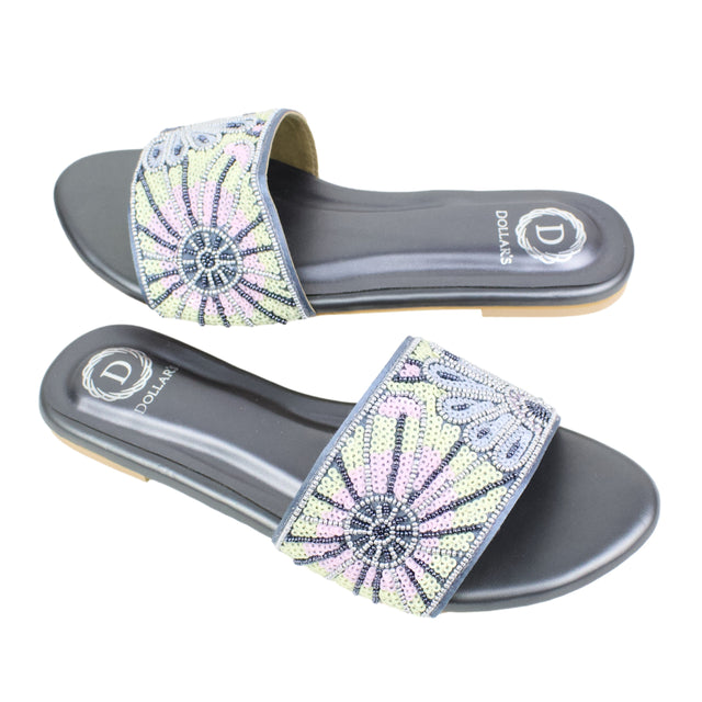 Grey Flat Mosaic Slippers | S393F-GR