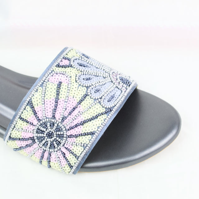 Grey Flat Mosaic Slippers | S393F-GR