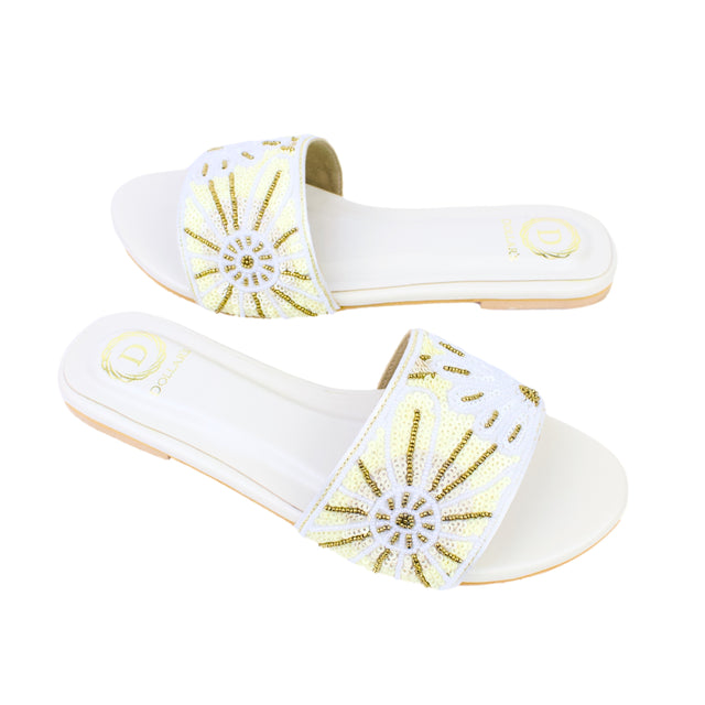 White Flat Artistic Slip Ons | S393F-W