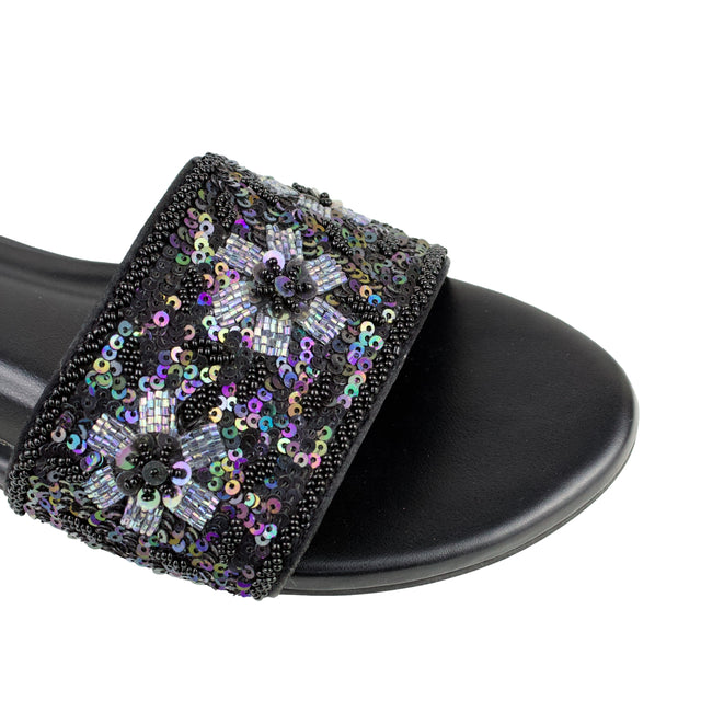 Black Flat Mosaic Slippers | S394F-B