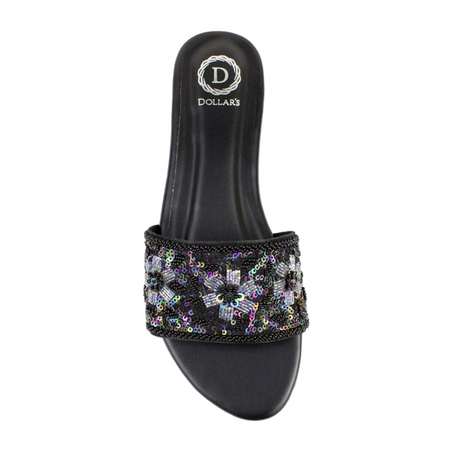 Black Flat Mosaic Slippers | S394F-B