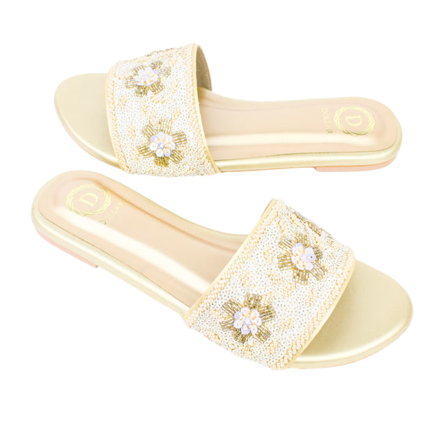 Gold Flat Artistic Slip Ons | S394F-G