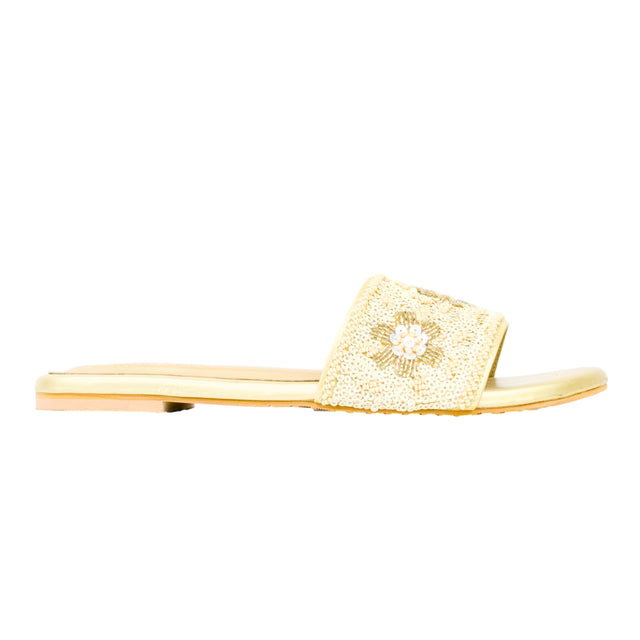 Gold Flat Artistic Slip Ons | S394F-G