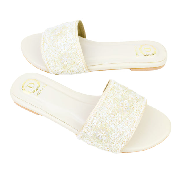 White Flat Artistic Slip Ons | S394F-W