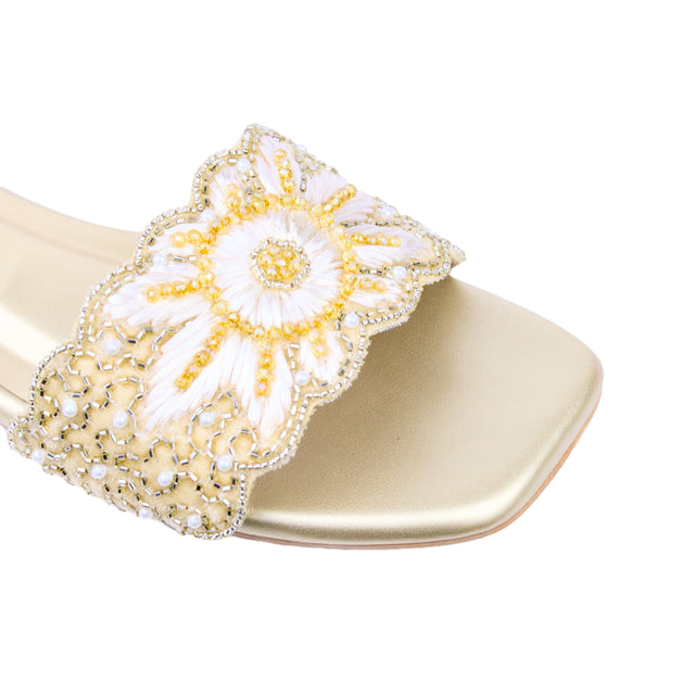 Gold Flat Cloth Slippers | S395F-G