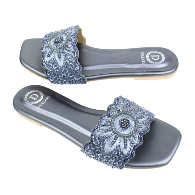 Grey Flat Cloth Slippers | S395F-GR