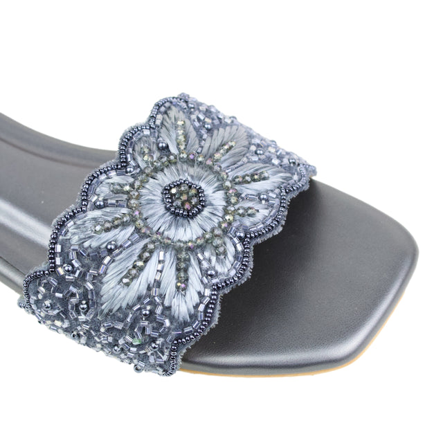 Grey Flat Cloth Slippers | S395F-GR