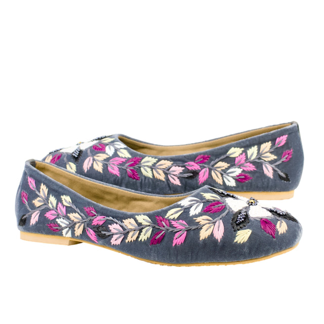 Grey Flat Ballet Slippers | S396F-GR