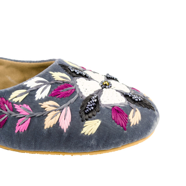 Grey Flat Ballet Slippers | S396F-GR