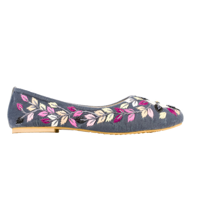 Grey Flat Ballet Slippers | S396F-GR