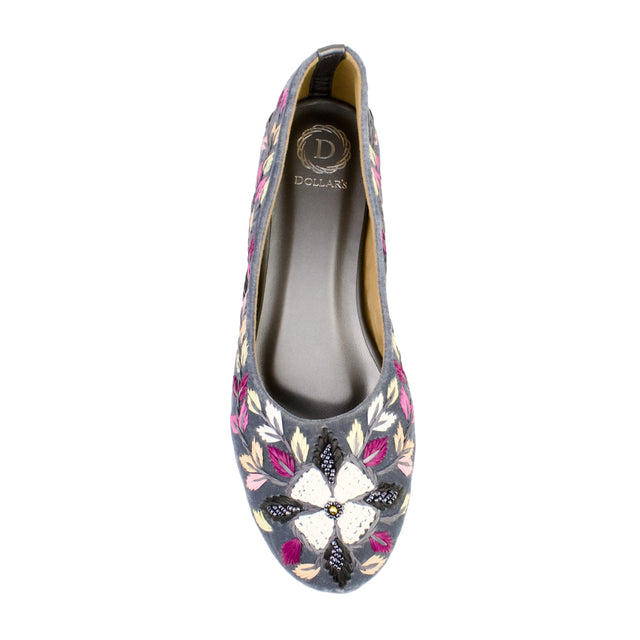Grey Flat Ballet Slippers | S396F-GR
