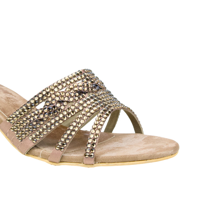Mocha 1.5in Kitten Heel Textured Sandals | S404H-MCH