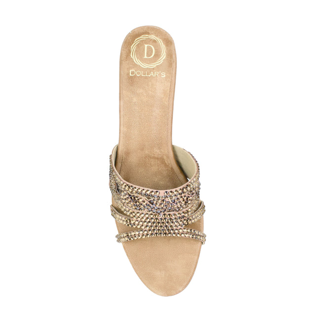 Mocha 1.5in Kitten Heel Textured Sandals | S404H-MCH