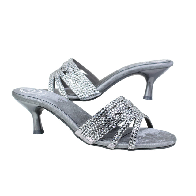 Smoke 1.5in Kitten Heel Textured Sandals | S404H-SMK