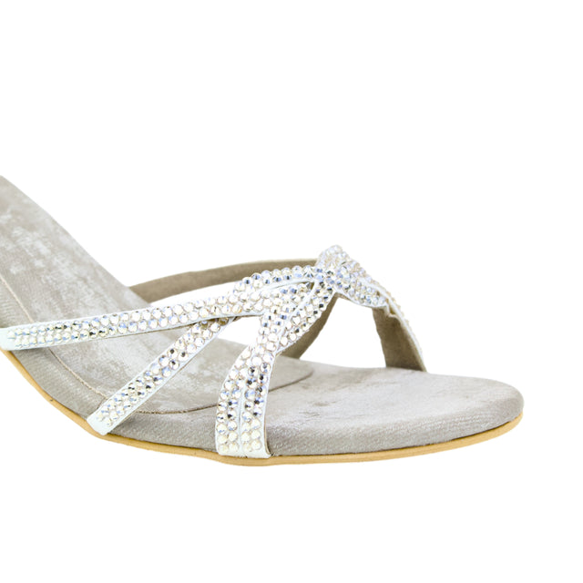 Cream 3in Flared Heel Modern Sandals | S405H-C
