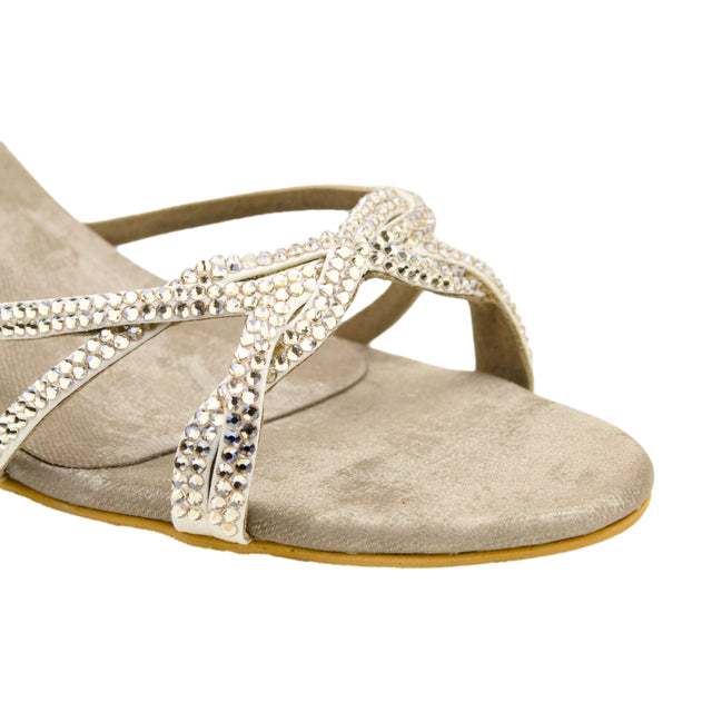 Cream 3" Modern Flared Heels