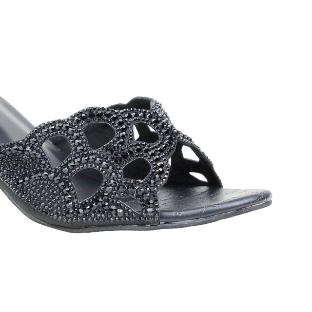 Black 2in Flared Heel Classy Sandals | S406H-B