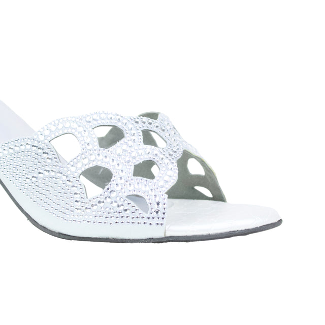 Silver 3in Flared Heel Classy Sandals | S406H-S