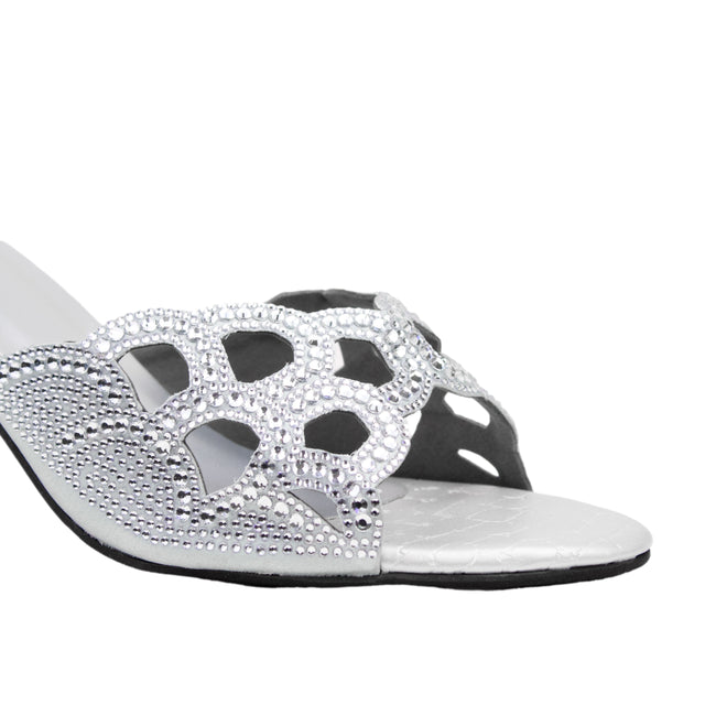 Silver 3" Classy Flared Heels